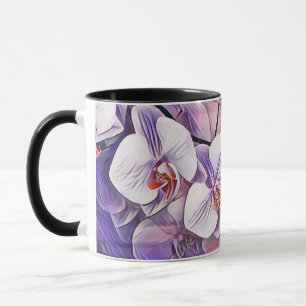 Rosa lila süße Orchideenblüten Zeichnung Tasse