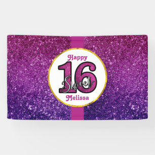 Rosa & Lila Sweet 16 Sparkle Glitzer Edelsteine Banner