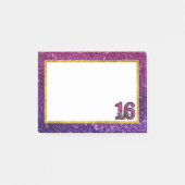 Rosa & Lila Sweet 16 Sparkle Glitzer Edelsteine Post-it Klebezettel (Vorderseite)