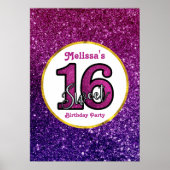 Rosa & Lila Sweet 16 Sparkle Glitzer Edelsteine Poster (Vorne)