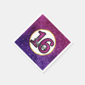 Rosa & Lila Sweet 16 Sparkle Glitzer Edelsteine Serviette (Ecke)