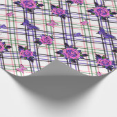 Rosa Lila Tattoo-Rose Schmetterlinge Kariert Geschenkpapier (Ecke)