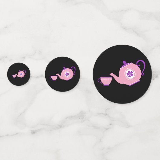 Rosa + Lila Tee-Party Konfetti (Vorderseiten)