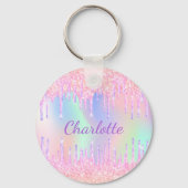 Rosa lila Tropfen holografisch Schlüsselanhänger (Vorderseite)