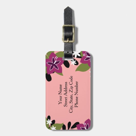 Rosa lila tropische Hibiskus-Blumen Gepäckanhänger (Vorderseite vertikal)