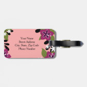 Rosa lila tropische Hibiskus-Blumen Gepäckanhänger (Rückseite horizontal)
