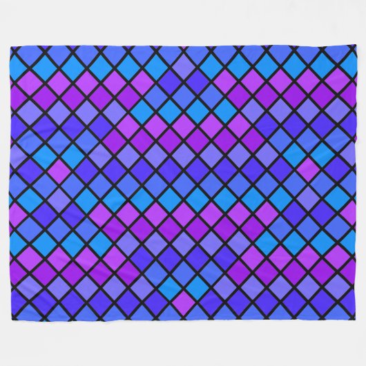 Rosa Lila Türkis Mosiac Fleecedecke (Vorderseite (Horizontal))