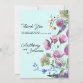 Rosa Lila Türkis Wildblume Sommer Danke Einladung (Vorderseite)