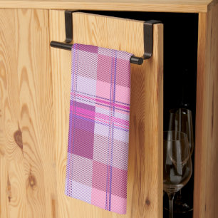 Rosa-lila-Twill-Karo-Küchentuch-Geschirrtuch Geschirrtuch
