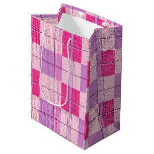 Rosa-lila-Twill-Karogeschenktasche Geburtstagsfeie Mittlere Geschenktüte