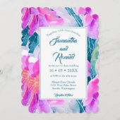 Rosa Lila und Aquamarine Hochzeit der Wasserfarben Einladung (Vorne/Hinten)