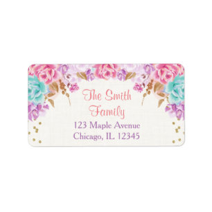 rosa lila und aquamariner adressaufkleber