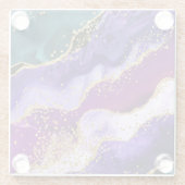Rosa, Lila und Aquamariner Glitzer Peacock Agate Glasuntersetzer (Rückseite)