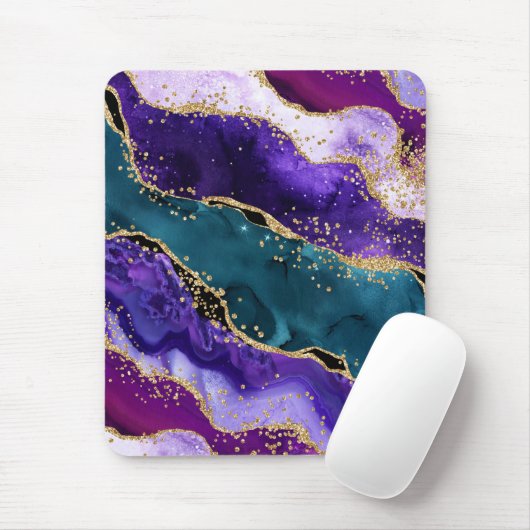 Rosa, Lila und Aquamariner Glitzer Peacock Agate Mousepad (Mit Mouse)