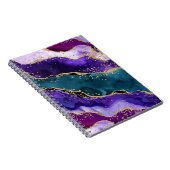 Rosa, Lila und Aquamariner Glitzer Peacock Agate Notizblock (Rechte Seite)