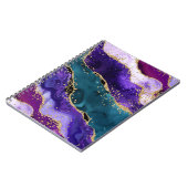 Rosa, Lila und Aquamariner Glitzer Peacock Agate Notizblock (Linke Seite)