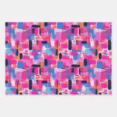 Rosa, Lila und Blau Abstraktes Bohemisches Muster Geschenkpapier Set (Vorderseite 3)