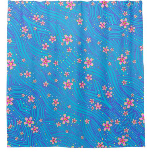 rosa lila und blau duschvorhang (Vorderseite)