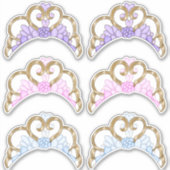 Rosa, Lila und blau, Gold-Tiara-Aufkleber Aufkleber (Vorderseite)