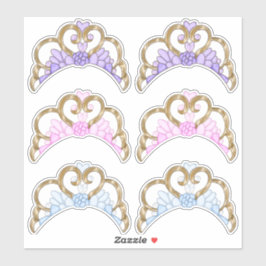 Rosa, Lila und blau, Gold-Tiara-Aufkleber Aufkleber