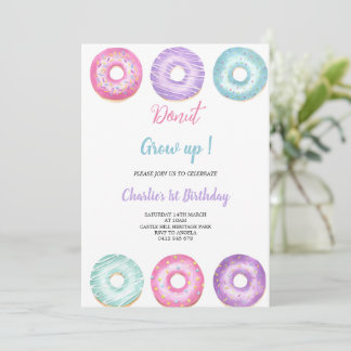 Rosa, lila und blau zum Geburtstag Einladung