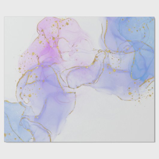 Rosa, Lila und blaue Alkoholtinte Geschenkpapier (Flach)