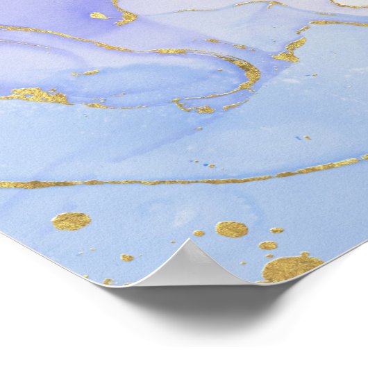 Rosa, Lila und blaue Alkoholtinte Poster (Ecke)