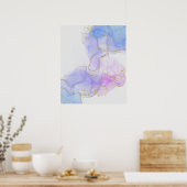 Rosa, Lila und blaue Alkoholtinte Poster (Küche)