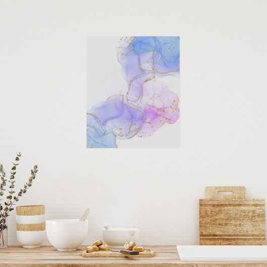 Rosa, Lila und blaue Alkoholtinte Poster (Küche)