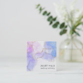 Rosa, Lila und blaue Alkoholtinte Quadratische Visitenkarte (Stehend Vorderseite)