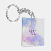 Rosa, Lila und blaue Alkoholtinte Schlüsselanhänger (Vorderseite links)