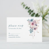 Rosa lila und blaue Blumen und Schmetterlinge RSVP Karte (Stehend Vorderseite)