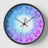 Rosa, lila und blaue Mandala-Uhr Uhr (Vorderseite)
