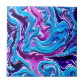 Rosa, Lila und blaue Marmoreffekte Flüssigkeit Art Fliese (Vorderseite)