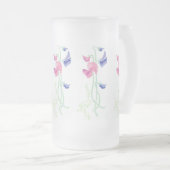 Rosa-, Lila und Blauehandgemalte Platterbsen Mattglas Bierglas (VorderseiteRechts)