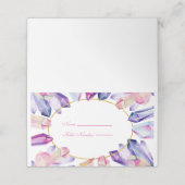 Rosa Lila und gelbe Kristalle Name Platzkarte (Außenseite Aufgefaltet)