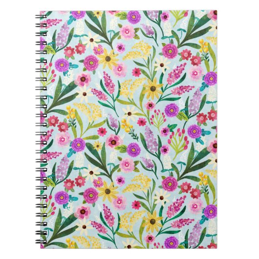 Rosa Lila und gelbe Sommer-Wildblumen Notizblock (Vorderseite)