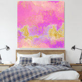 Rosa, Lila und Gold Abstrakt Leinwanddruck (Insitu (Schlafzimmer))