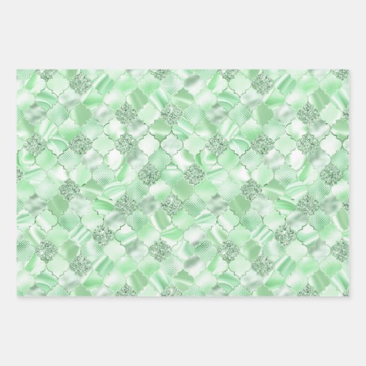 Rosa, Lila und grün marokkanisches Quatrefolie Geschenkpapier Set (Vorderseite 3)