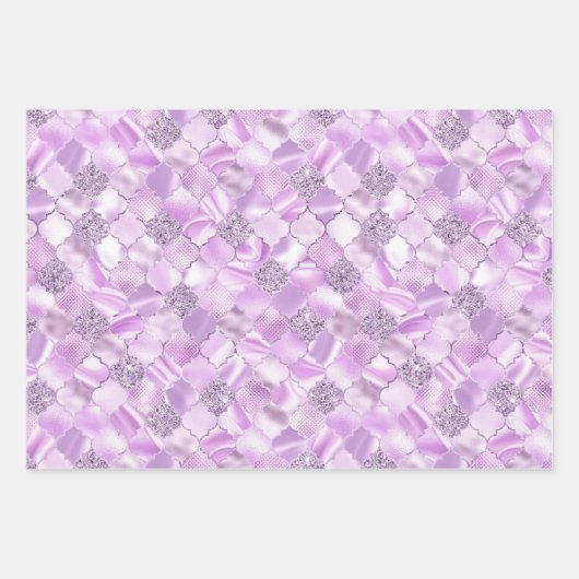 Rosa, Lila und grün marokkanisches Quatrefolie Geschenkpapier Set (Vorderseite 2)