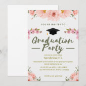 Rosa, Lila und grüne Abschluss Einladung (Vorne/Hinten)