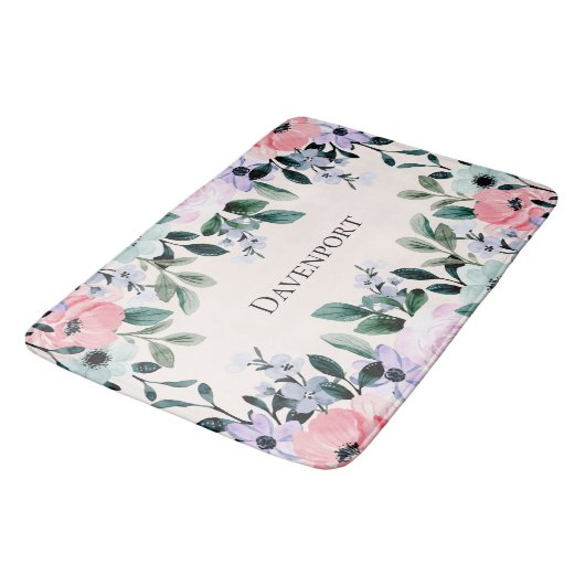 Rosa Lila und grüne Farbe Badematte (Schrägansicht)