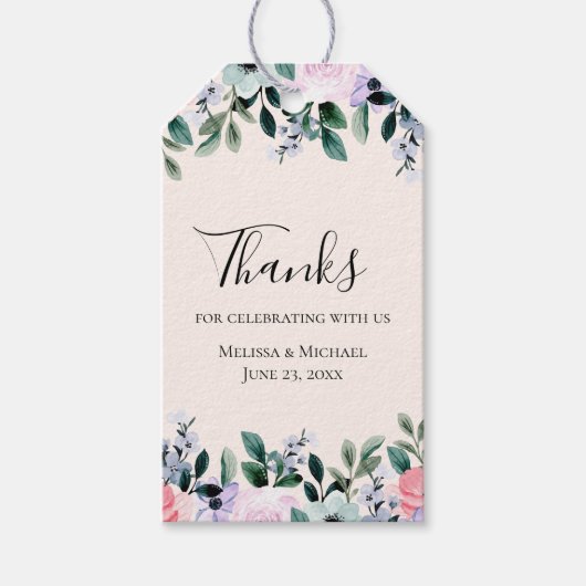 Rosa Lila und grüne Farbe Geschenkanhänger (Vorderseite)