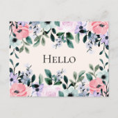 Rosa Lila und grüne Flora Hallo Postkarte (Vorderseite)