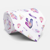 Rosa, Lila und grüne Kristalle Krawatte (Gerollt)