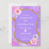 Rosa Lila und Lavendel Geburtstagseinladung Karte (Vorderseite)