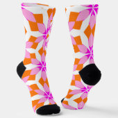 Rosa Lila und Orange Blumen Geometrisch Socken (Gewinkelt)