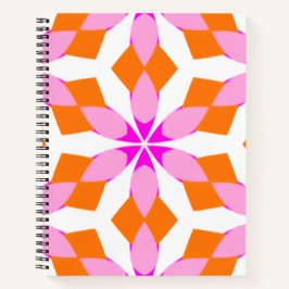 Rosa Lila und Orange Blumengeometrie Notizblock