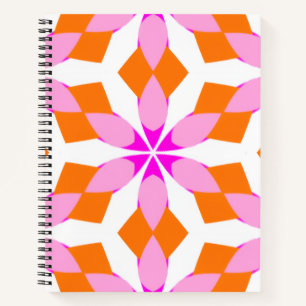 Rosa Lila und Orange Blumengeometrie Notizblock
