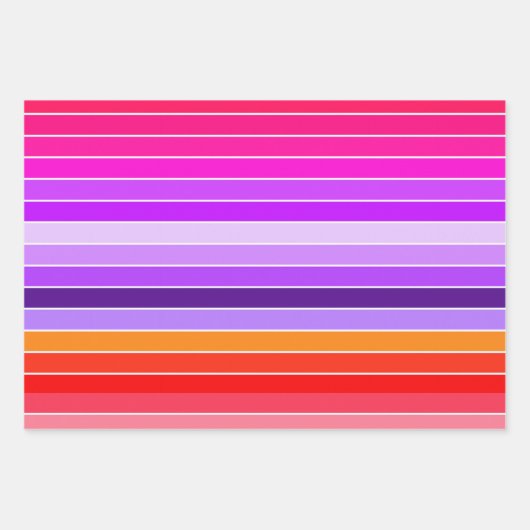 Rosa, Lila und orange Geschenkpapier Set (Vorderseite)